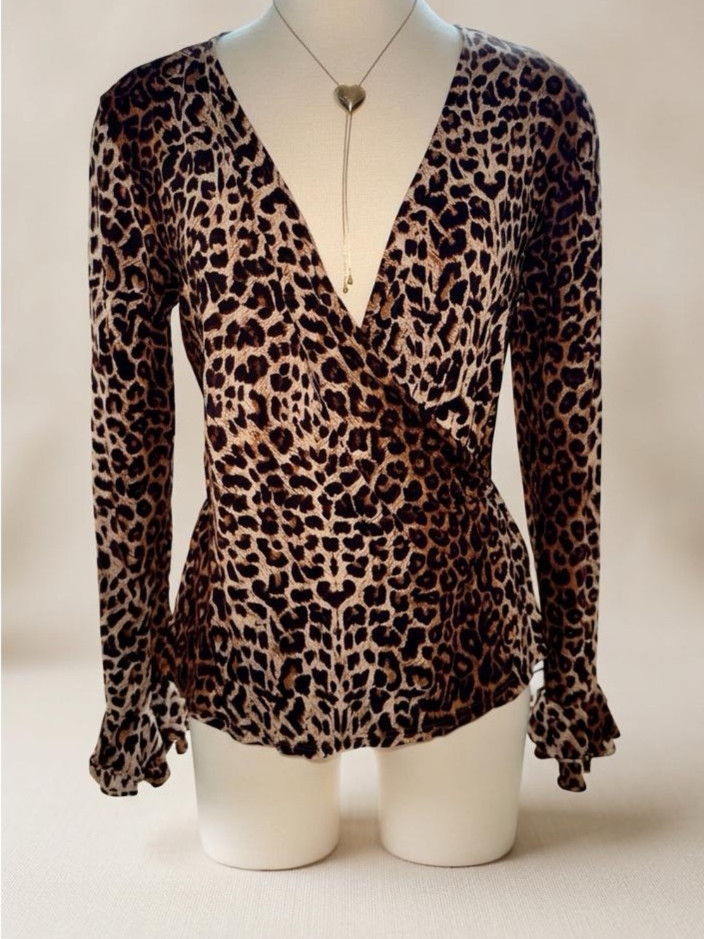 Leopard Print Wrap Blouse in Brown/Black Never Used